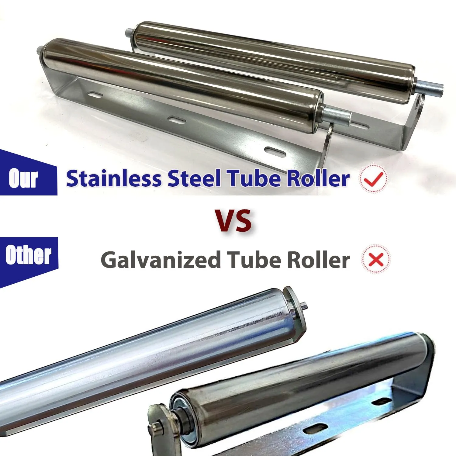 1.5" Diameter Roller and Bracket Set - 13.8" Long for Transporting Such as Foating Fishing Boats, Kayaks, Rafts and so on - Pack of 2