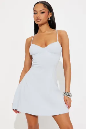 Alia Stretch Linen Mini Dress - Blue