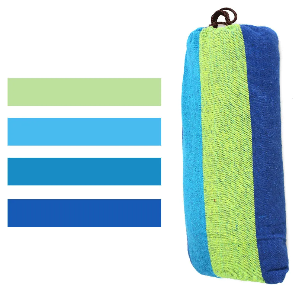 Huge Double Cotton Fabric Hammock Air Chair Hanging Swinging Camping Outdoor - blue