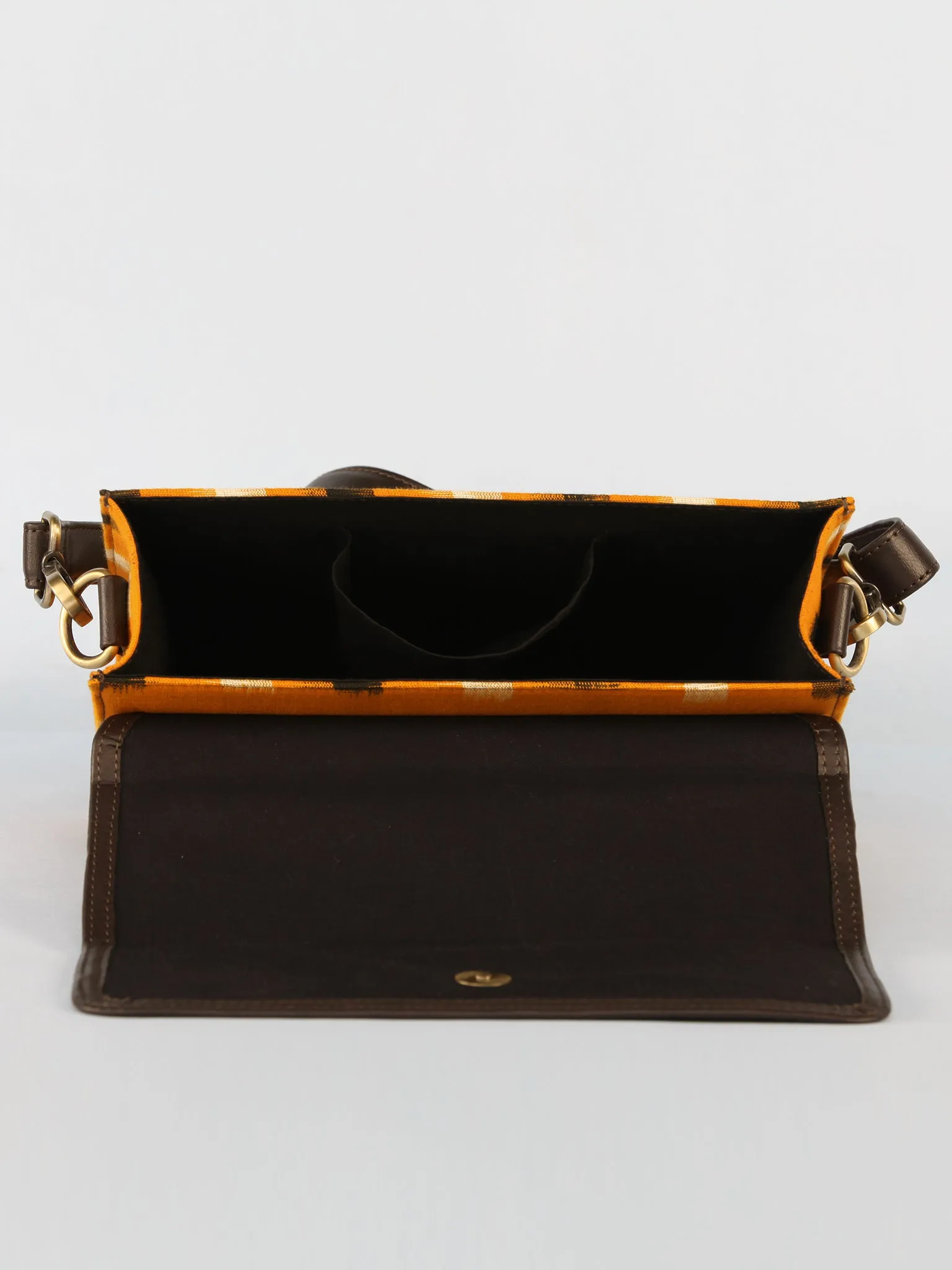 Mustard Black White Ikat Sling Bag - B0804