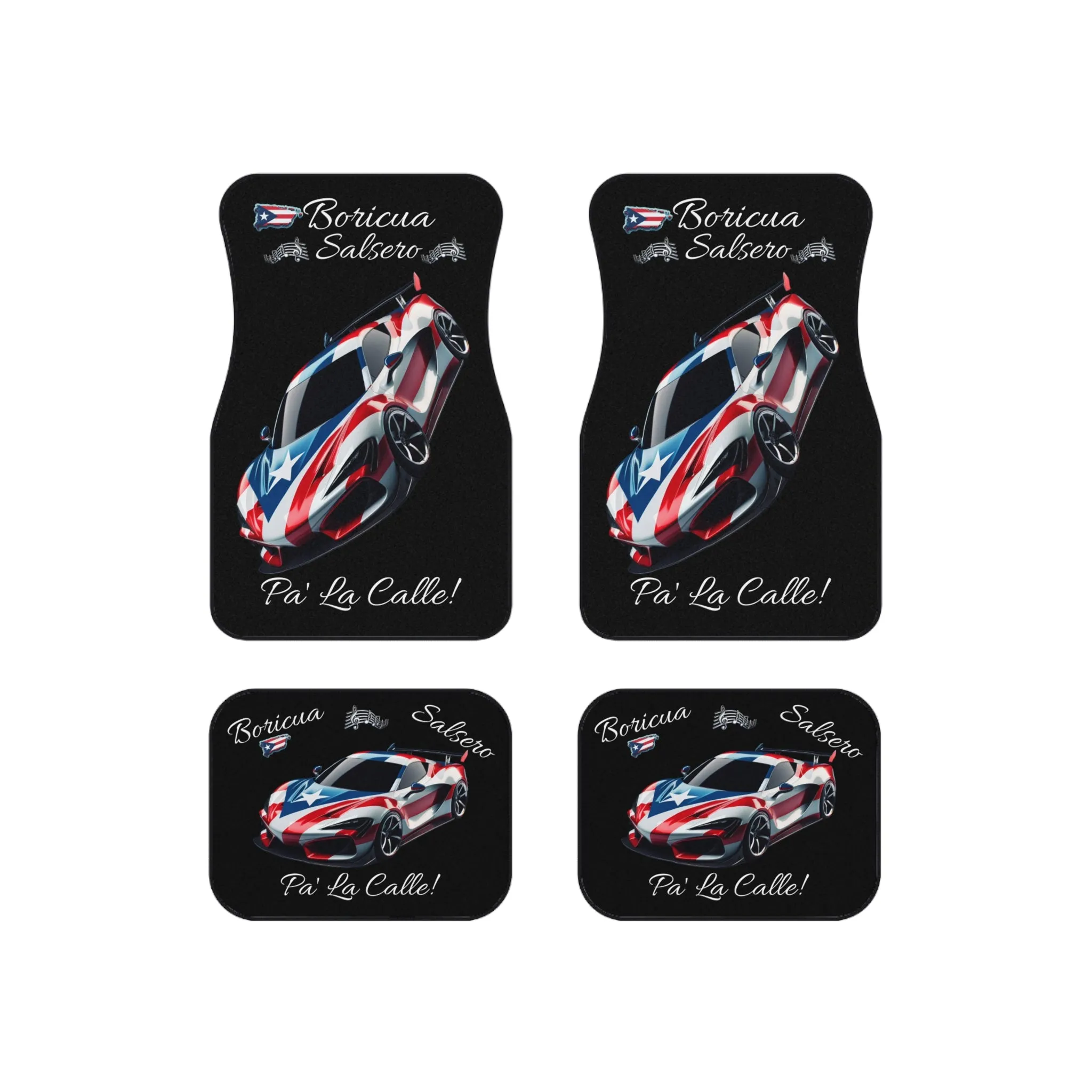 PUERTO RICO BORICUA SALSERO  PA' LA CALLE! CAR MATS (Set of 4)