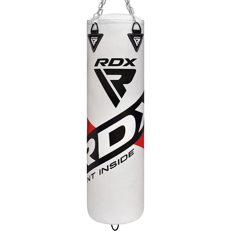RDX F10 4ft / 5ft 3-in-1 Punch Bag with Gloves in White Set